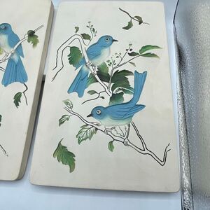 1960’s pair bluebird chalk-ware relief pattern pictures. Milwaukee, Wisconsin